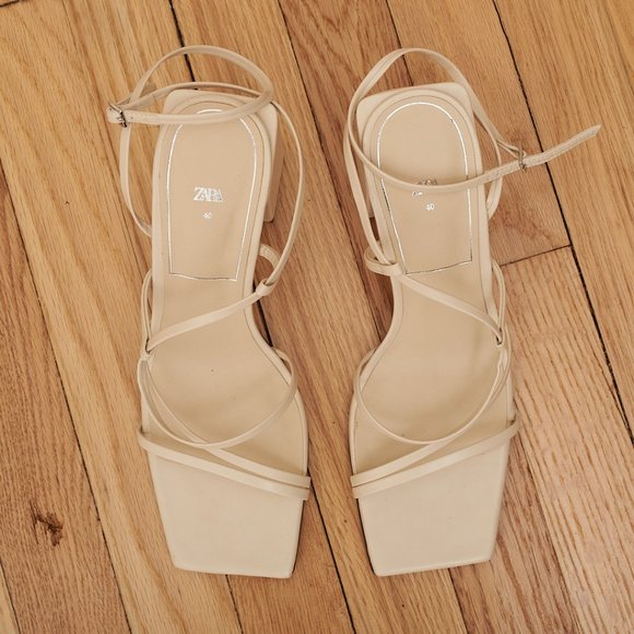 Zara Shoes Zara High Heeled Strappy Sandals Off White Us 9 Poshmark